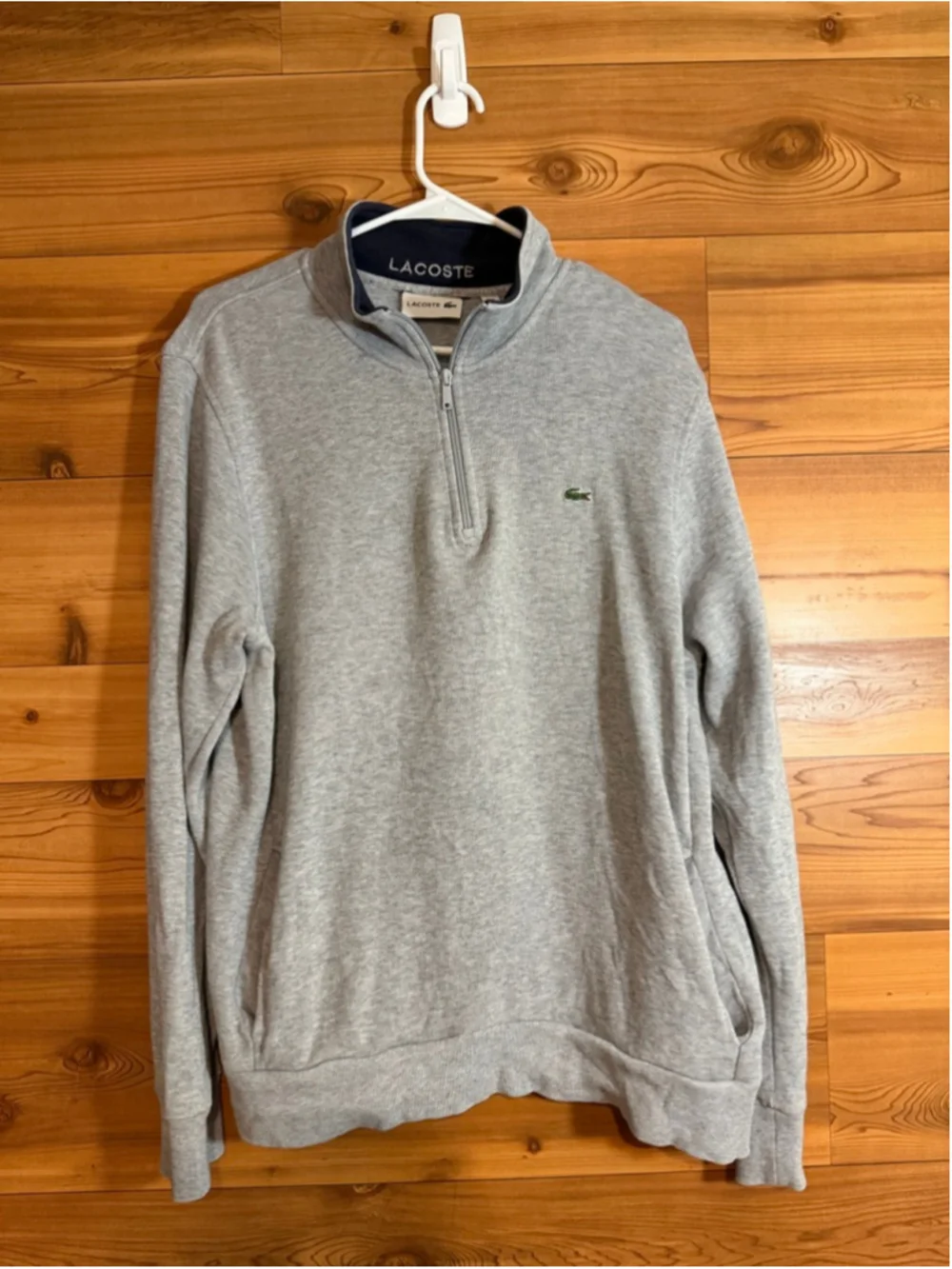 Lacoste light gray quarter zip cotton sweatshirt men’s XL